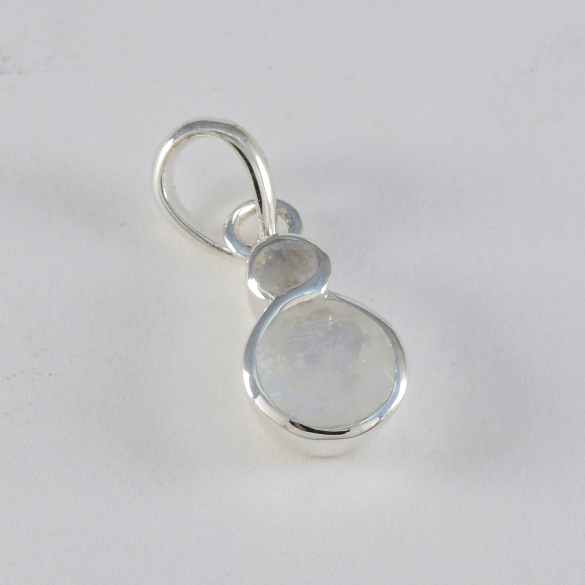 Riyo Gorgeous Gemstone Round Faceted White Rainbow Moonstone 1094 Sterling Silver Pendant Gift For Good Friday