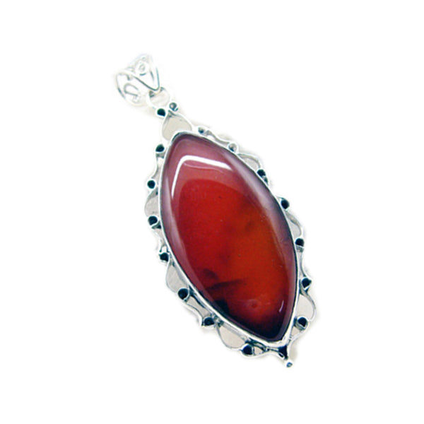 Riyo Handsome Gemstone Marquise Cabochon Red Red Onyx 1161 Sterling Silver Pendant Gift For Birthday