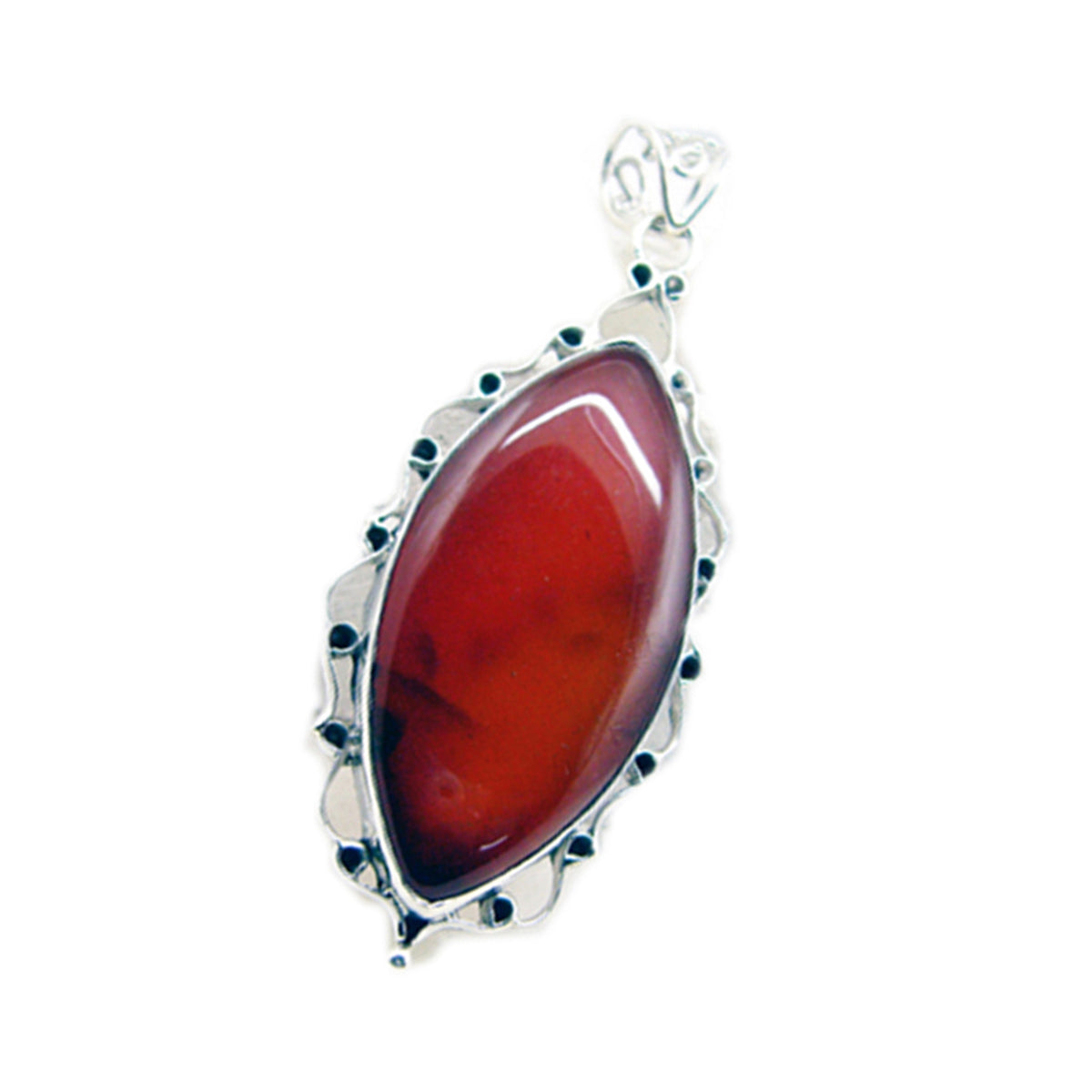 RIYO красивый драгоценный камень маркиза кабошон красный красный оникс 925 пробы серебряный кулон подарок на день рождения