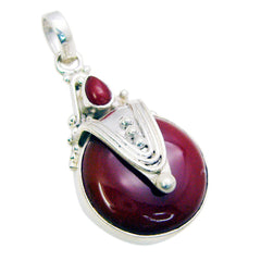 Riyo belles pierres précieuses cabochon rond rouge onyx pendentif en argent massif cadeau pour le vendredi saint