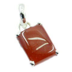 Riyo Easy Gems Achteck-Cabochon-Anhänger aus massivem Silber mit rotem rotem Onyx, Geschenk für Ostersonntag