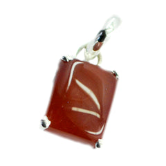 Riyo Easy Gems Achteck-Cabochon-Anhänger aus massivem Silber mit rotem rotem Onyx, Geschenk für Ostersonntag
