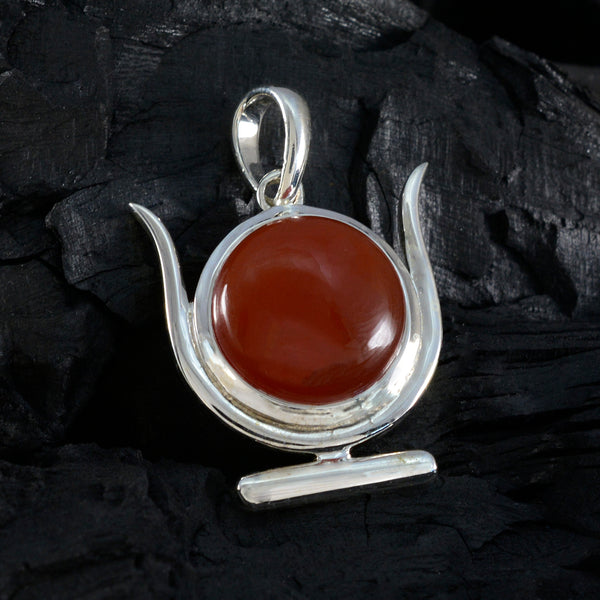 Riyo Stunning Gemstone Round Cabochon Red Red Onyx 965 Sterling Silver Pendant Gift For Birthday