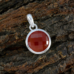 Riyo Tasty Gems Round Checker Red Red Onyx Solid Silver Pendant Gift For Good Friday