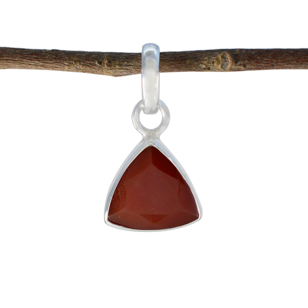 Riyo Graceful Gemstone Trillion Faceted Red Red Onyx 1201 Sterling Silver Pendant Gift For Birthday