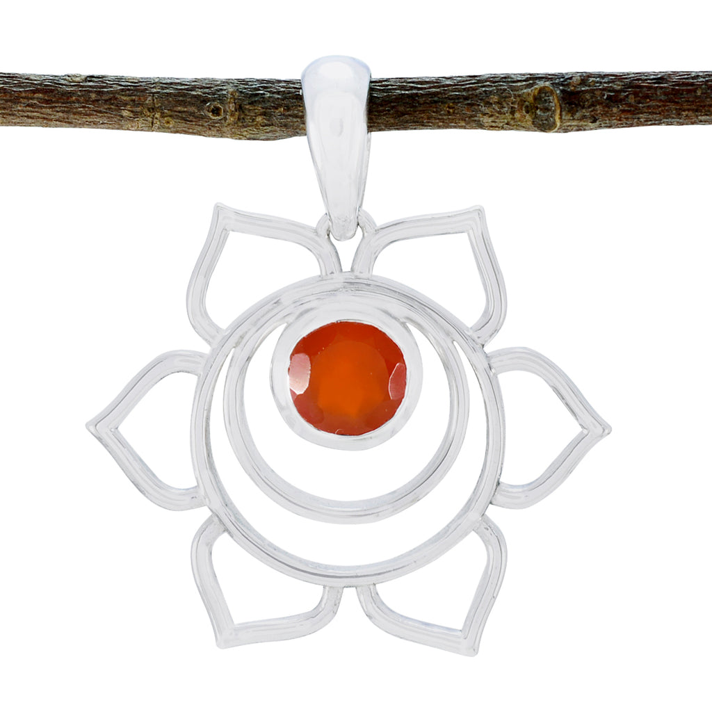 Riyo Delightful Gems Round Faceted Red Red Onyx Silver Pendant Gift For Sister