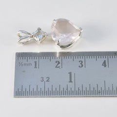 riyo favolosa pietra preziosa a forma di cuore sfaccettato con quarzo rosa rosa, ciondolo in argento sterling 1052, regalo per la fidanzata