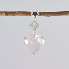 riyo smashing gemstone hjärta facetterad rosa rosékvarts 1052 sterling silver hänge present till flickvän