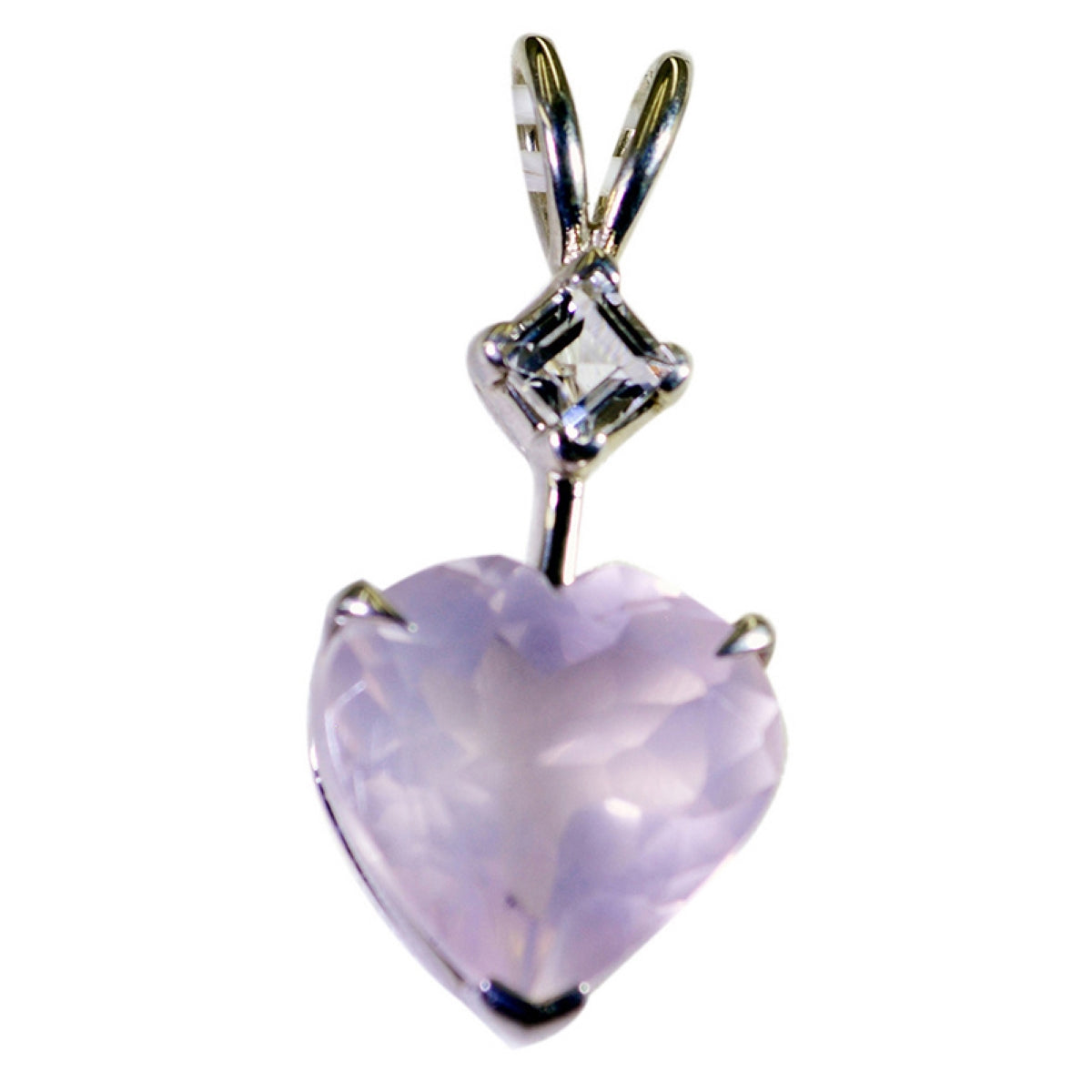 Riyo – pendentif en argent sterling 1052, pierre précieuse fracassante, cœur à facettes, quartz rose, cadeau pour petite amie