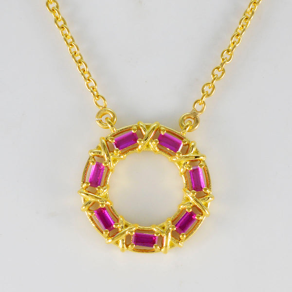 Riyo Attractive Gems Baguette Faceted Red Ruby Cz Solid Silver Pendant Gift For Easter Sunday