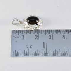 Riyo Knockout Gems Oval Cabochon Brown Smoky Quartz Solid Silver Pendant Gift For Good Friday