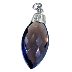 Riyo gota piedra preciosa marquesa checker marrón cuarzo ahumado colgante de plata de ley regalo para un amigo