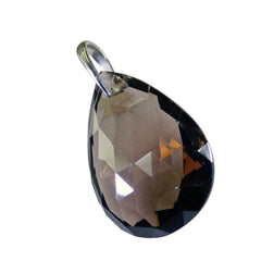 riyo beaut pierre précieuse poire damier marron quartz fumé pendentif en argent sterling cadeau pour les femmes