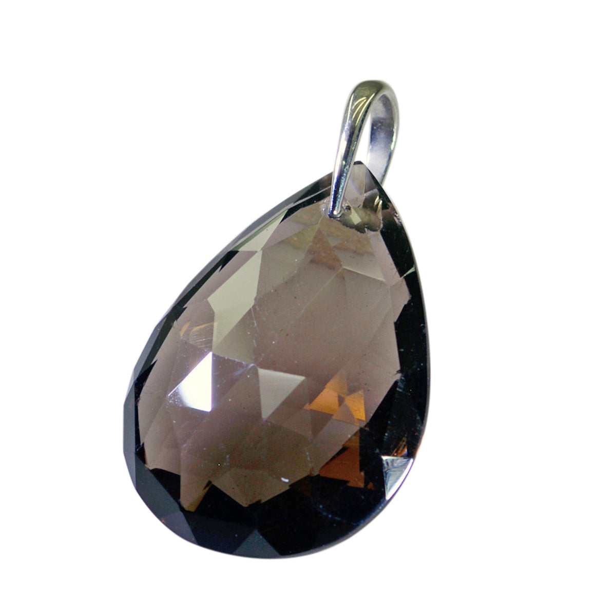 riyo beaut pierre précieuse poire damier marron quartz fumé pendentif en argent sterling cadeau pour les femmes