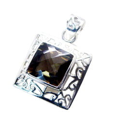 Riyo exquise pierre précieuse octogonale damier marron fumé quartz pendentif en argent sterling cadeau pour noël