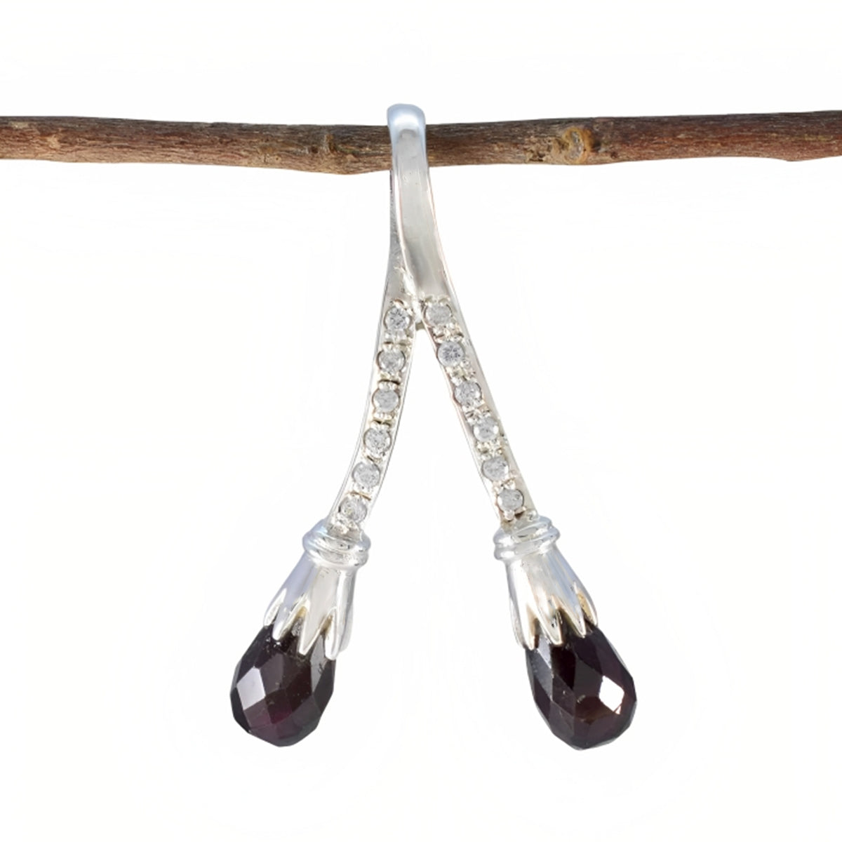 Riyo echte edelsteen peer geruit bruin rookkwarts 1113 sterling zilveren hanger cadeau voor verjaardag