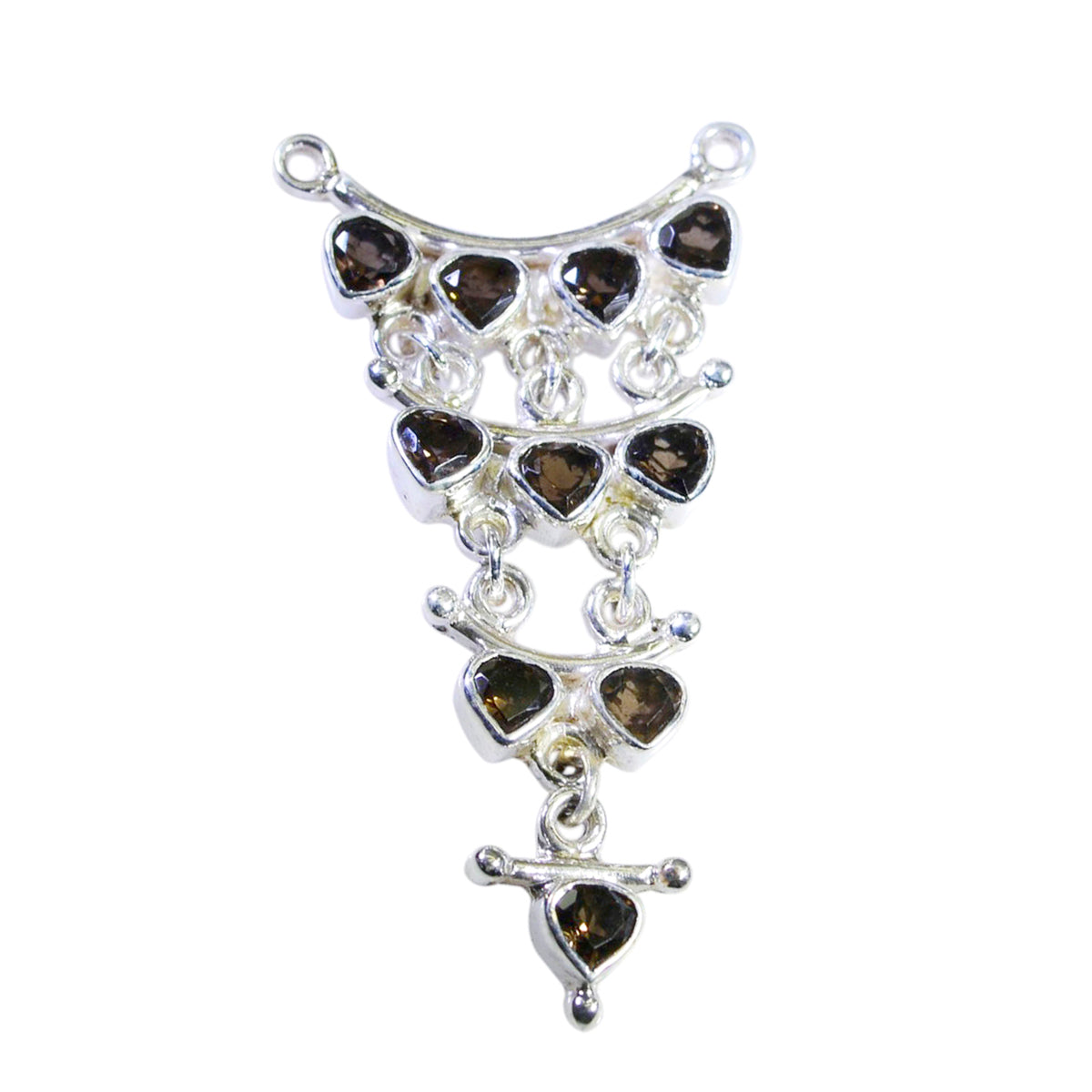 Riyo Appealing Gems Heart Faceted Brown Smoky Quartz Silver Pendant Gift For Wife
