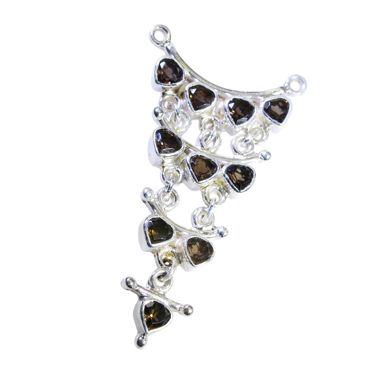 Riyo aantrekkelijke edelstenen hart gefacetteerde bruine rookkwarts zilveren hanger cadeau voor vrouw