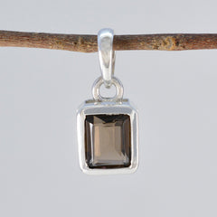 Riyo Beaut Gems Octagon Faceted Brown Smoky Quartz Silver Pendant Gift For Sister
