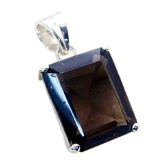 Riyo Fit Gemstone Octagon Faceted Brown Smoky Quartz 946 Sterling Silver Pendant Gift For Good Friday