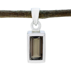 Riyo Comely Gems Baguette Faceted Brown Smoky Quartz Silver Pendant Gift For Sister