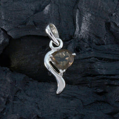 Riyo, grazioso ciondolo con pietra preziosa a forma di cuore, quarzo fumé marrone sfaccettato, in argento sterling 983, regalo per la festa degli insegnanti