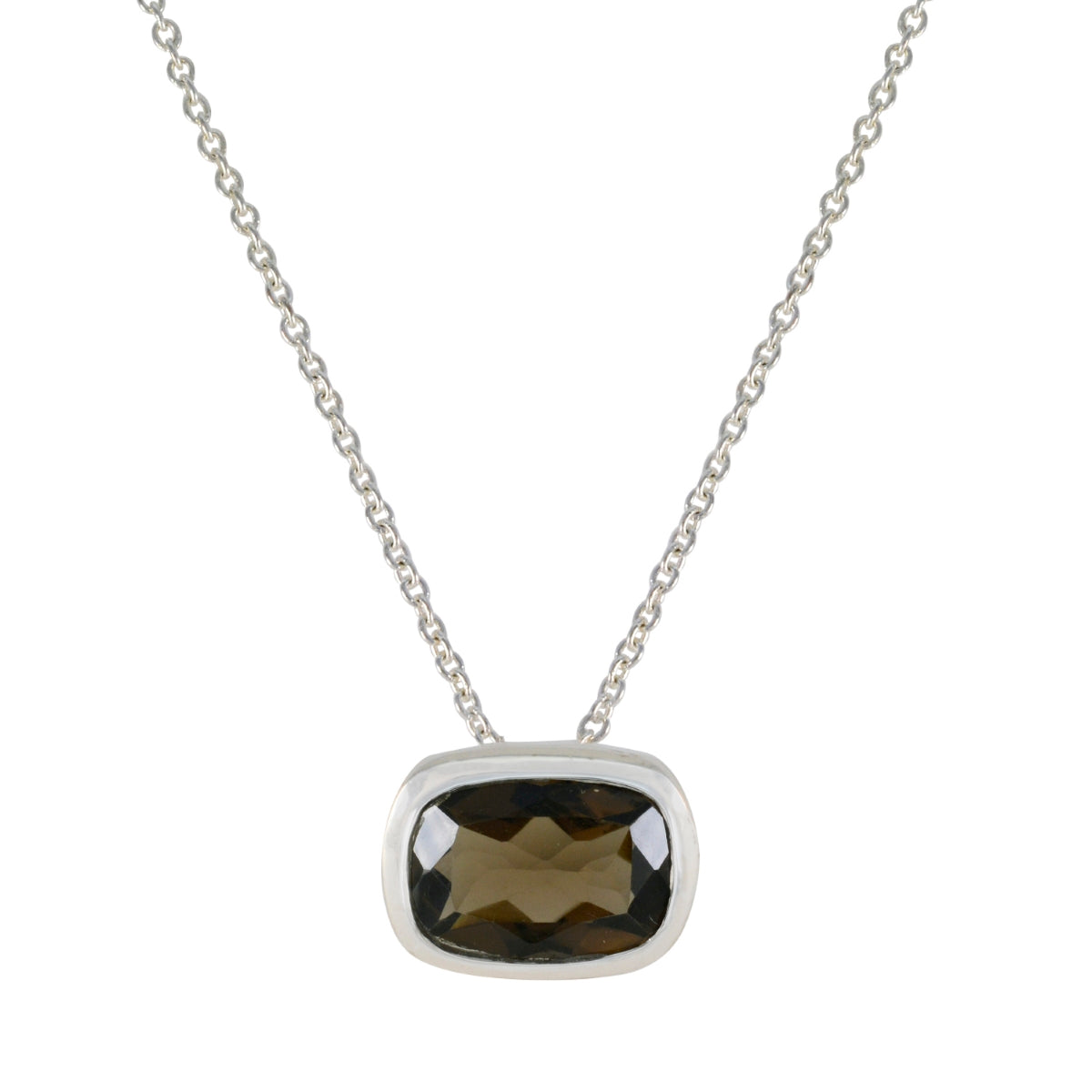 riyo charmant pendentif octogonal en argent sterling avec quartz fumé marron à facettes, cadeau pour femme