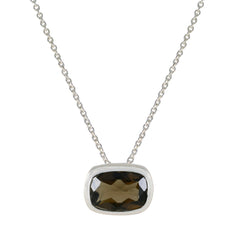 riyo charmig ädelsten oktagon facetterad brun rökkvarts sterling silver hänge present för kvinnor