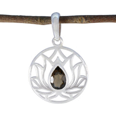 Riyo esthetische edelstenen peer gefacetteerde bruine rookkwarts zilveren hanger cadeau voor vrouw