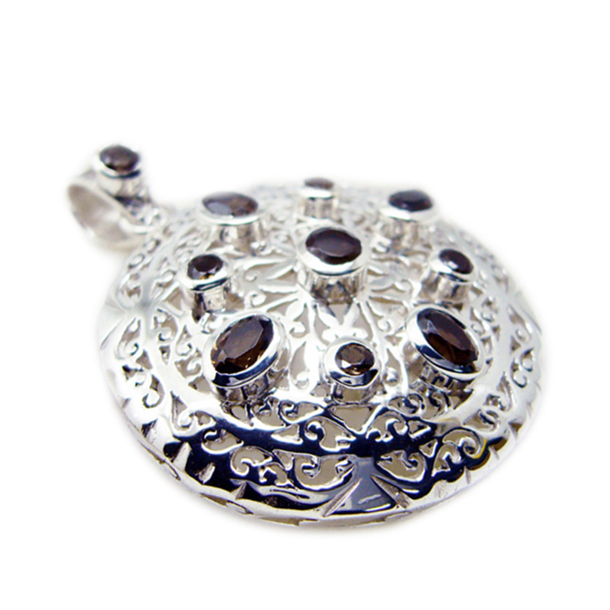 Riyo Bonny Gems Multi Facet Bruine Rookkwarts Zilveren Hanger Cadeau voor vrouw