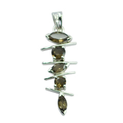 Riyo Lovely Gems Multi Faceted Brown Smoky Quartz Solid Silver Pendant Gift For Anniversary