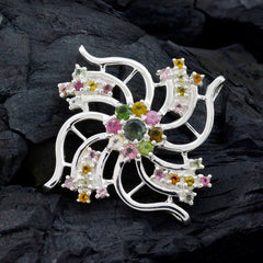 riyo fina ädelstenar runda facetterad flerfärgad turmalin silverhänge present för förlovning