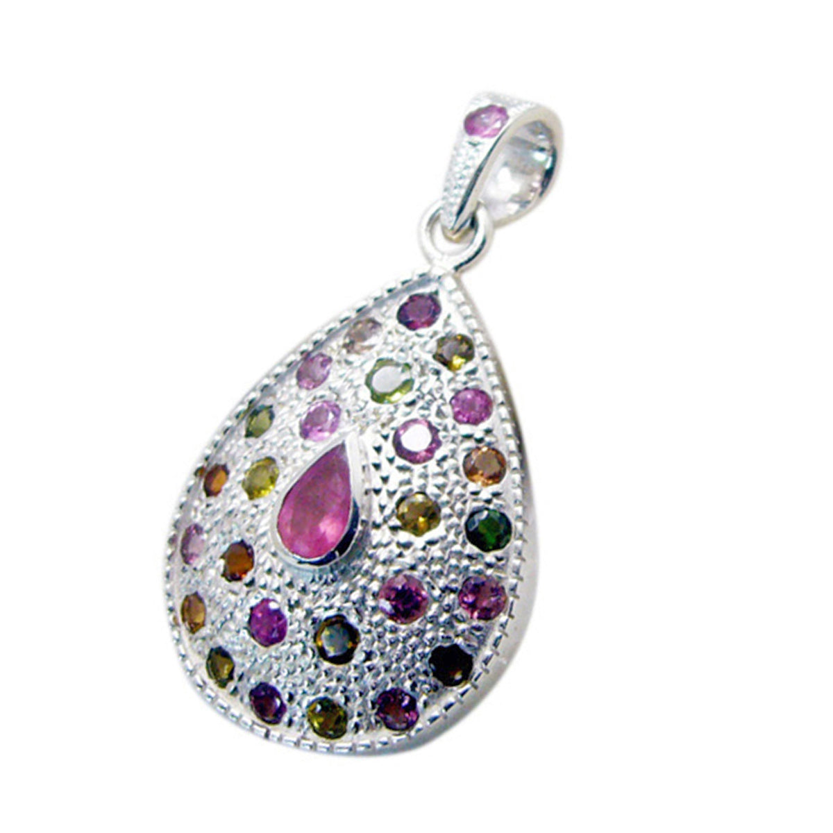 Riyo – pendentif en argent sterling avec tourmaline multicolore à facettes et pierres précieuses agréables, cadeau fait à la main