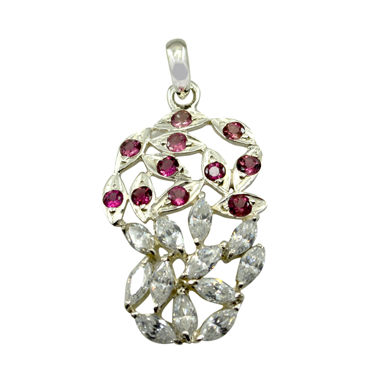 Riyo Delightful Gems Multi Facettierter Mehrfarbiger Turmalin-Silberanhänger, Geschenk zur Verlobung