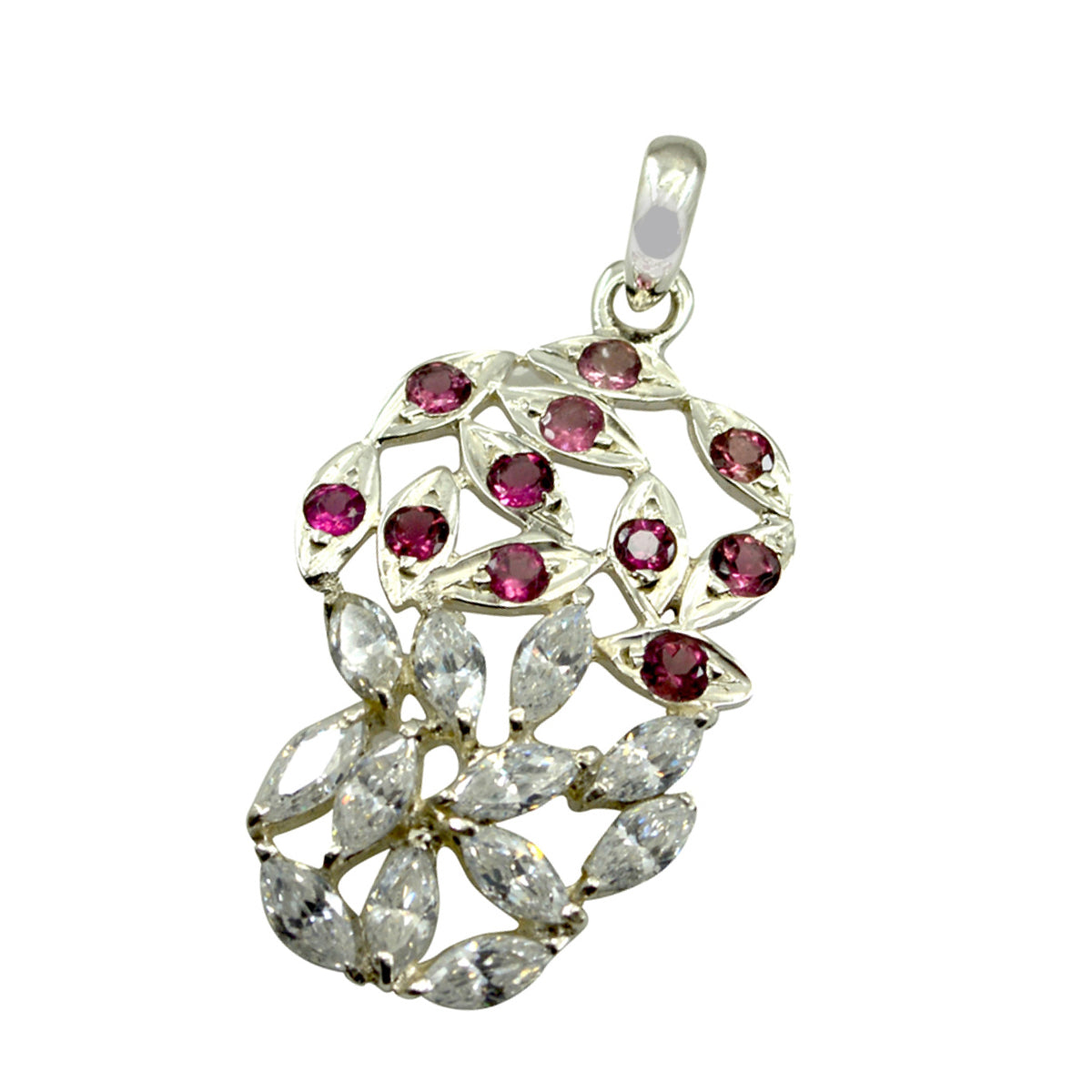 Riyo Delightful Gems Multi Facettierter Mehrfarbiger Turmalin-Silberanhänger, Geschenk zur Verlobung