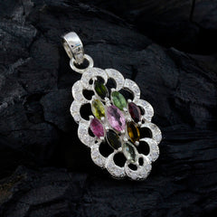 Серебряный кулон riyo с гламурными драгоценными камнями овальной огранки, разноцветный турмалин, подарок для жены