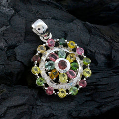 Riyo – pendentif ovale en argent tourmaline multicolore à facettes, pierres précieuses élégantes, cadeau pour sœur