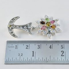 Riyo Foxy Gems ovale gefacetteerde meerkleurige toermalijn massief zilveren hanger cadeau voor bruiloft