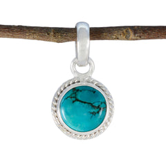 Riyo piedra preciosa celestial cabujón redondo azul turquesa colgante de plata de ley regalo para hecho a mano