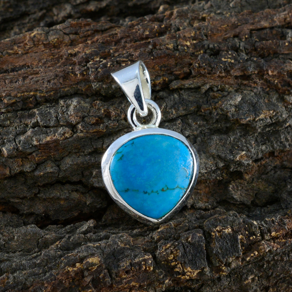 Подвеска из стерлингового серебра 932 пробы Riyo с великолепным драгоценным камнем в форме сердца, кабошон, синяя бирюза, подарок для подруги