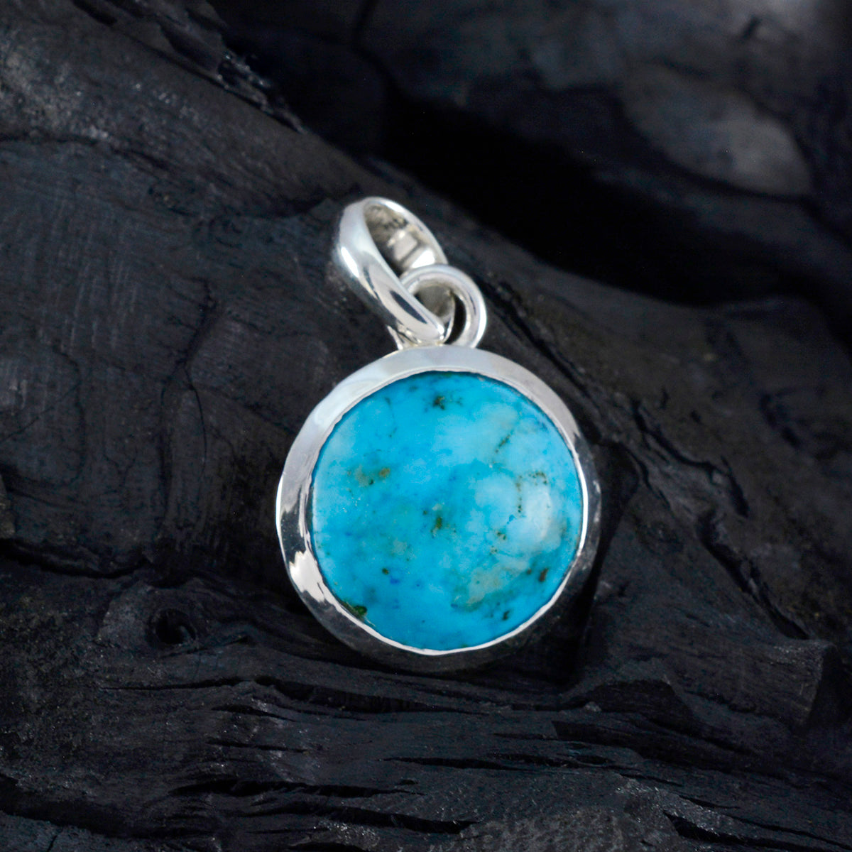 Riyo drop gems cabujón redondo azul turquesa colgante de plata regalo para compromiso
