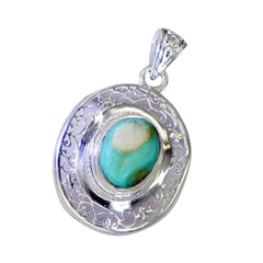 riyo bella pietra preziosa ovale cabochon blu turchese ciondolo in argento sterling 1008 regalo per la fidanzata