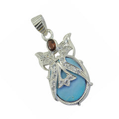 riyo beaut gemma ovale cabochon blu turchese ciondolo in argento sterling 1135 regalo per la festa degli insegnanti