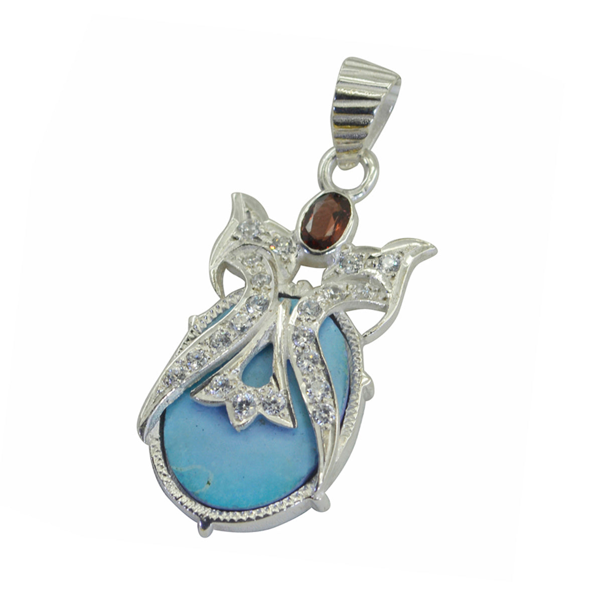 riyo beaut gemma ovale cabochon blu turchese ciondolo in argento sterling 1135 regalo per la festa degli insegnanti