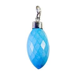 Riyo Fanciable Gems Marquise Checker Blue Turquoise Solid Silver Pendant Gift For Anniversary