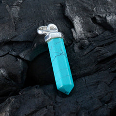 Riyo Handsome Gems Fancy facettierter blau-türkisfarbener Silberanhänger, Geschenk zur Verlobung