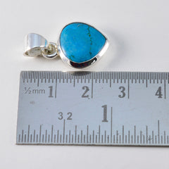 Riyo magnifique pendentif en argent sterling 932 avec cabochon en forme de cœur en pierre précieuse bleu turquoise, cadeau pour petite amie