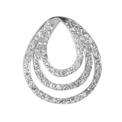 Riyo Nice Gems Round Faceted White White Cz Solid Silver Pendant Gift For Anniversary