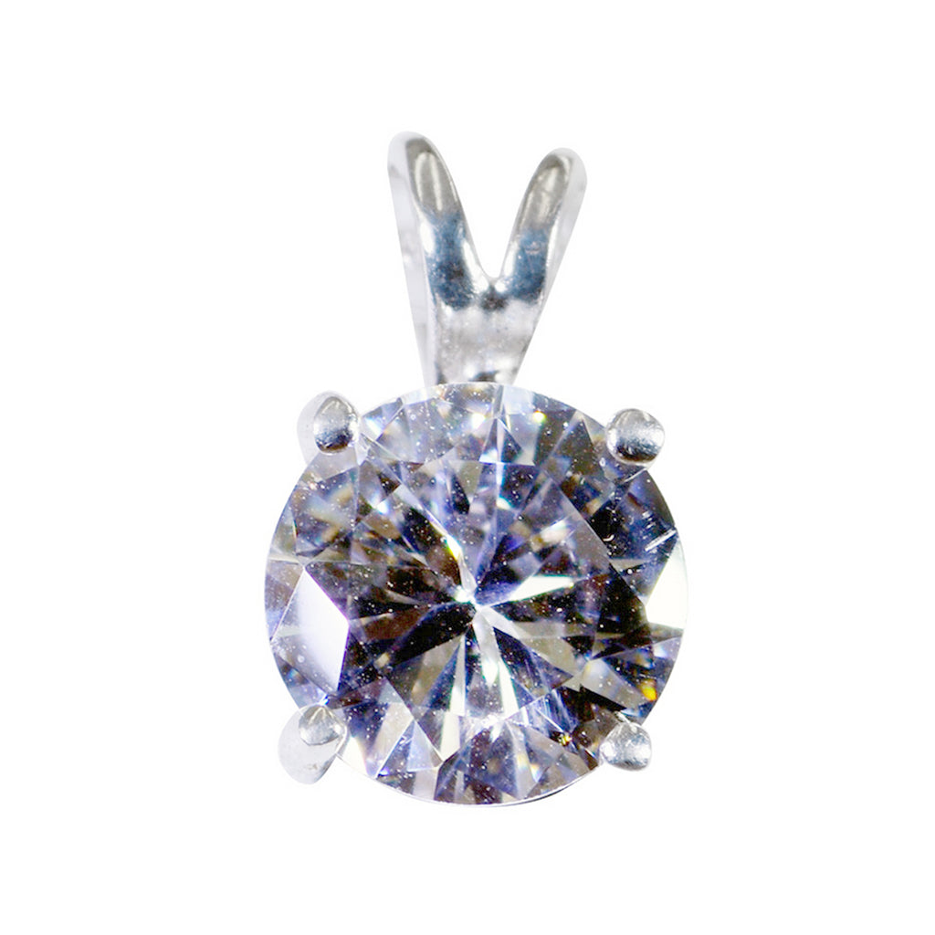 Riyo Natural Gems Round Faceted White White Cz Solid Silver Pendant Gift For Good Friday