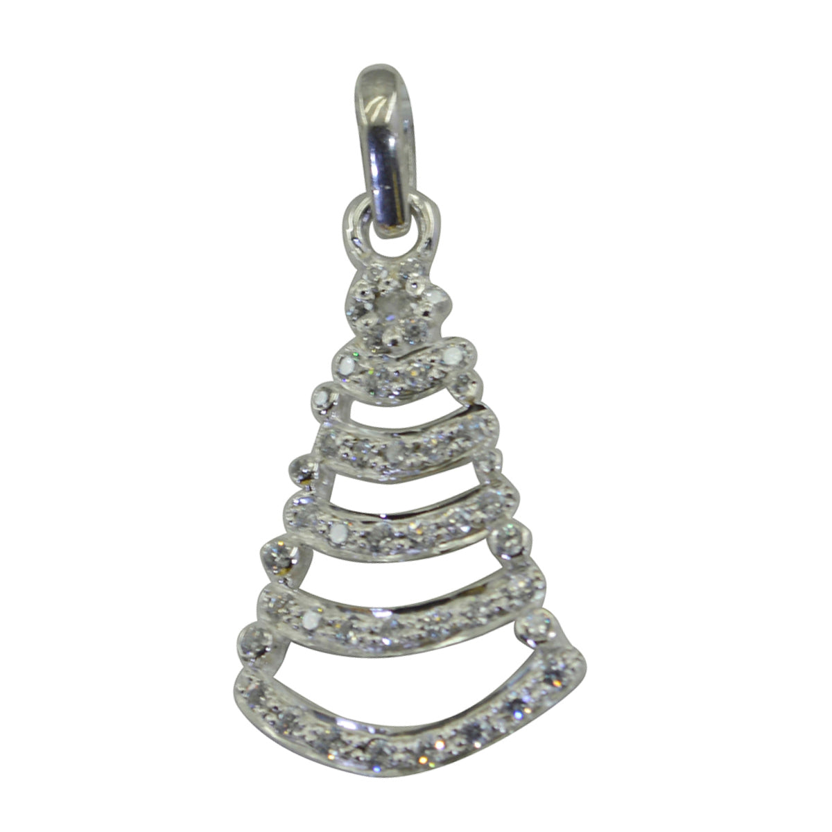 Riyo Pretty Gems runder, facettierter, weißer, weißer CZ-Silberanhänger als Geschenk zum zweiten Weihnachtsfeiertag